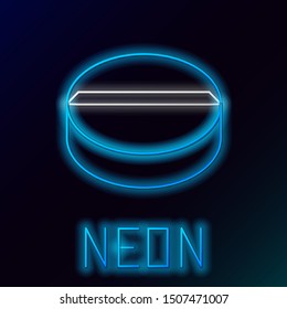 Blue glowing neon line Medicine pill or tablet icon isolated on black background. Capsule pill and drug sign. Pharmacy design. Colorful outline concept. Vector Illustration