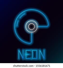 Blue glowing neon line Military helmet icon isolated on black background. Army hat symbol of defense and protect. Protective hat. Colorful outline concept. Vector Illustration