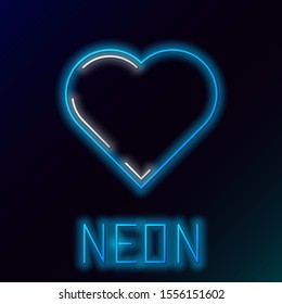 Blue glowing neon line Playing card with heart symbol icon isolated on black background. Casino gambling. Colorful outline concept. Vector Illustration