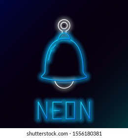Blue glowing neon line Ringing bell icon isolated on black background. Alarm symbol, service bell, handbell sign, notification symbol. Colorful outline concept. Vector Illustration