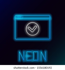 Blue glowing neon line Secure your site with HTTPS, SSL icon isolated on black background. Internet communication protocol. Colorful outline concept. Vector Illustration