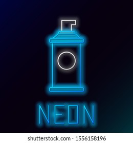 Blue glowing neon line Shaving gel foam icon isolated on black background. Shaving cream. Colorful outline concept. Vector Illustration