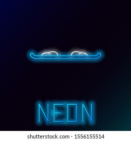 Blue glowing neon line Snowboard icon isolated on black background. Snowboarding board icon. Extreme sport. Sport equipment. Colorful outline concept. Vector Illustration