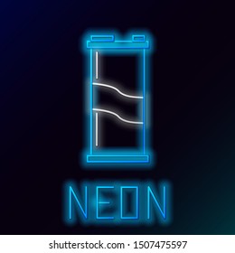 Blue glowing neon line Soda can icon isolated on black background. Colorful outline concept. Vector Illustration