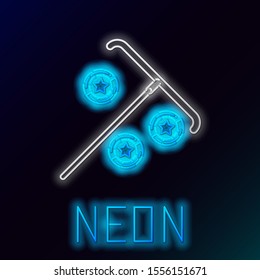 Blue glowing neon line Stick for chips icon isolated on black background. Casino gambling. Colorful outline concept. Vector Illustration