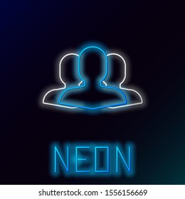 Blue glowing neon line Users group icon isolated on black background. Group of people icon. Business avatar symbol users profile icon. Colorful outline concept. Vector Illustration