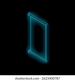 Blue glowing neon tube in rectangle shape with blank space for text