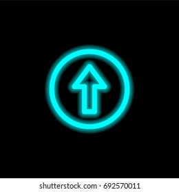 Up blue glowing neon ui ux icon. Glowing sign logo vector
