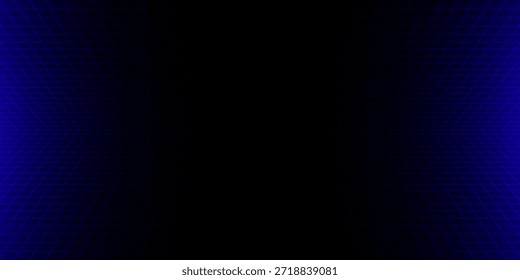 Blauer glühender Neon-Drahtmodell-Hintergrund. Vertikale Gitterebenen in der Perspektive glänzen. Retro futuristische Tiefe Tapete. Arcade-Spiel sci fi diagonale Matrix-Oberfläche Hintergrund für Poster, Banner. Vektorgrafik