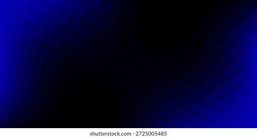 Blauer glühender Neon-Drahtmodell-Hintergrund. Schimmernde diagonale Gitterebenen in der Tiefe. Retro futuristische Tapete. Arcade-Spiel sci fi matrix Oberfläche Hintergrund für Poster, Banner. Vektorgrafik