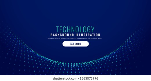 blue glowing particle mesh technology background design
