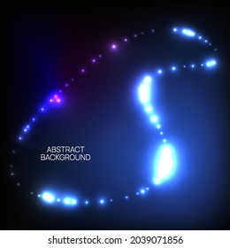 Blue glowing particles on a black background. Glittering texture. Vector illustration with sparks in motion. Futuristic techno design.