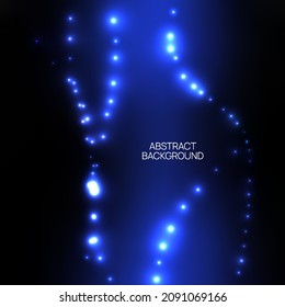 Blue glowing particles on a black background. Glittering texture. Vector illustration with sparks in motion. Futuristic techno design.