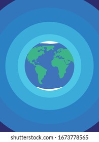 blue glowing planet Earth.  flat vector  illustration