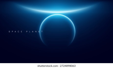 Horizonte brillante azul del planeta en conceptos abstractos del fondo del espacio profundo