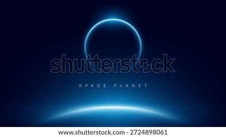 Blue glowing planet horizon in deep space abstract background concepts