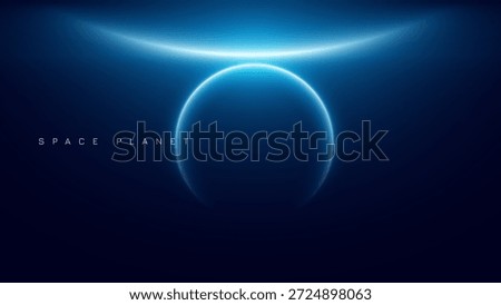 Blue glowing planet horizon in deep space abstract background concepts