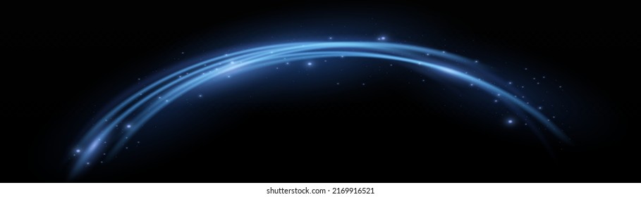 Blue glowing shiny lines effect vector background. Luminous yellow lines of speed. Light glowing effect. Abstract motion lines. Light trail wave, fire path trace line, car lights, optic fiber and inc