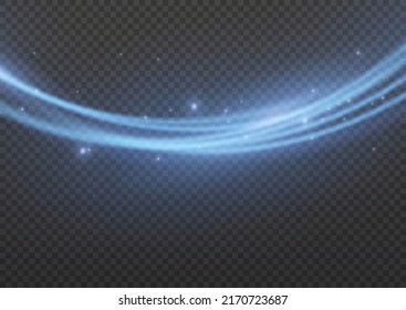 Blue glowing shiny lines effect vector background. Luminous yellow lines of speed. Light glowing effect. Abstract motion lines. Light trail wave, fire path trace line, car lights, optic fiber and inc