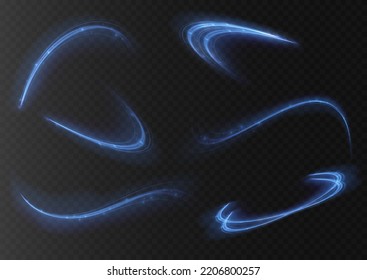 Blue glowing shiny lines effect vector background. Luminous white lines of speed. Light glowing effect. Light trail wave, fire path trace line and incandescence curve twirl.