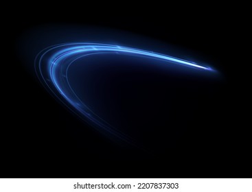 Blue glowing shiny lines effect vector background. Luminous white lines of speed. Light glowing effect. Light trail wave, fire path trace line and incandescence curve twirl.