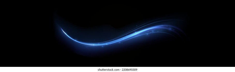 Blue glowing shiny lines effect vector background. Luminous white lines of speed. Light glowing effect. Light trail wave, fire path trace line and incandescence curve twirl.