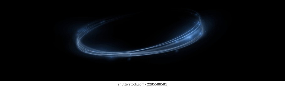 Fondo vectorial de efecto de líneas brillantes azules. Luminosas líneas blancas de velocidad. Efecto luminoso. Ola ligera de senderos, línea de trazos de senderos de incendios y giro de la curva de incandescencia.
