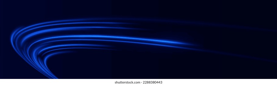 Blue glowing shiny lines effect vector background. Luminous white lines of speed. Light glowing effect. Light trail wave, fire path trace line and incandescence curve twirl.