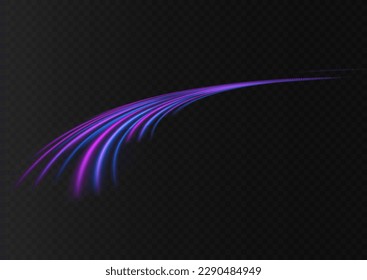 Blue glowing shiny lines effect vector background. Luminous white lines of speed. Light glowing effect. Light trail wave, fire path trace line and incandescence curve twirl.