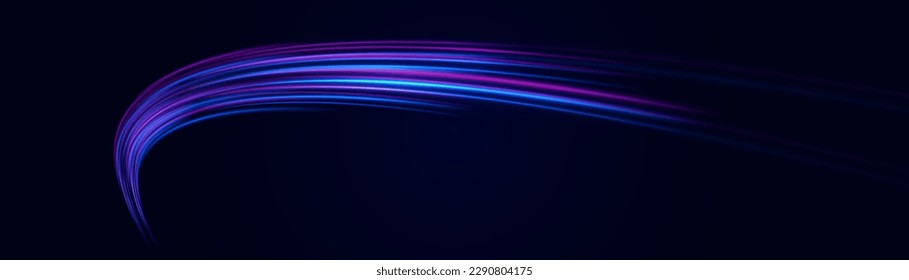 Blue glowing shiny lines effect vector background. Luminous white lines of speed. Light glowing effect. Light trail wave, fire path trace line and incandescence curve twirl.