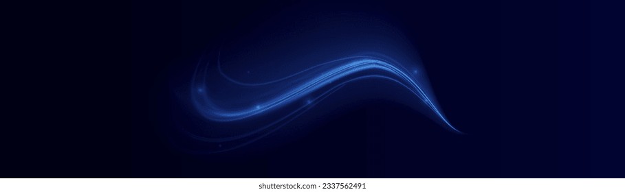 Blue glowing shiny lines effect vector background. Luminous white lines of speed. Light glowing effect. Light trail wave, fire path trace line and incandescence curve twirl.