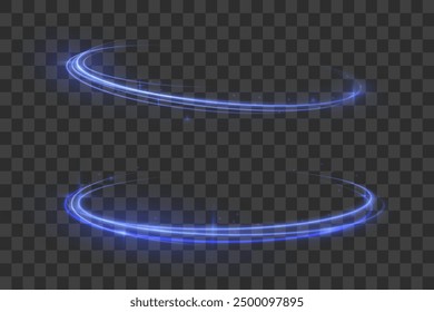 Blue glowing shiny lines effect vector background. Luminous white lines of speed. Light glowing effect. Light trail wave, fire path trace line and incandescence curve twirl.