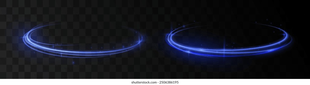 Blue glowing shiny lines effect vector background. Luminous white lines of speed. Light glowing effect. Light trail wave, fire path trace line and incandescence curve twirl.