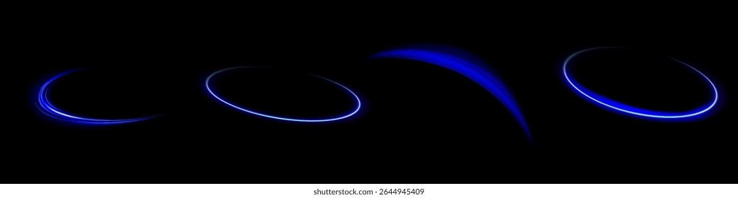 Blue glowing shiny lines effect vector background. Luminous white lines of speed. Light glowing effect. Light trail wave, fire path trace line and incandescence curve twirl.