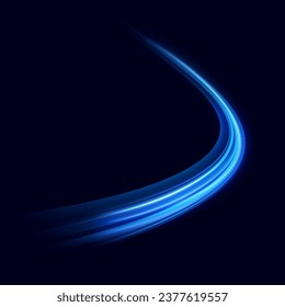 Blue glowing shiny lines. Vector blue light effect, neon speed motion curve.Speed ​​line.Vector.	