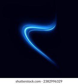Líneas brillantes azules. Efecto de luz azul vectorial, curva de movimiento de velocidad del neón.Línea de velocidad・.Vector