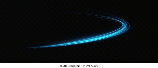 Blue glowing shiny lines. Vector blue light effect, neon speed motion curve.Speed ​​line.Vector.