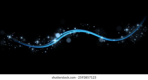 Blue glowing shiny lines. Vector blue light effect, neon speed motion curve.Speed ​​line.Vector.