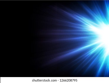 Blue glowing shiny rays abstract background. Vector design