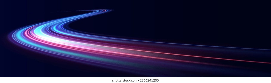 Blue glowing shiny speed lines effect vector background. Glowing speed lines. Light shining effect. Light trail wave, fire path trail line and filament curve rotation.
