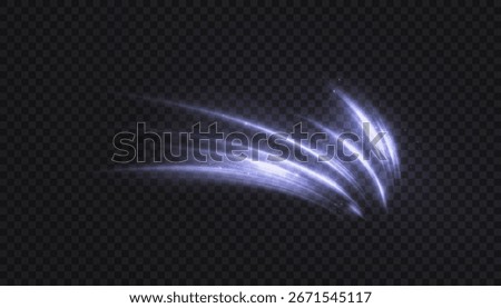 Blue glowing slash effect with curved motion trails on transparent background. Used in combat animations, sword strikes, attack skills, fantasy magic, and game UI overlays.