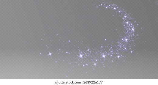 Blue glowing stardust on dark transparent background. Vector realistic illustration of abstract neon lights sparkling, magic dust particles texture, mysterious stars shimmering in space galaxy