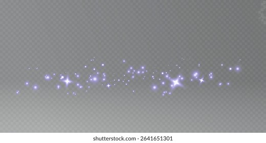 Blue glowing stardust on dark transparent background. Vector realistic illustration of abstract neon lights sparkling, magic dust particles texture, mysterious stars shimmering in space galaxy