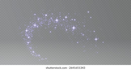 Blue glowing stardust on dark transparent background. Vector realistic illustration of abstract neon lights sparkling, magic dust particles texture, mysterious stars shimmering in space galaxy