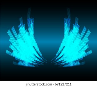 blue glowing, stylized angel wings. vector