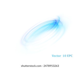 Blue glowing Twirl circle on a white background. Special radiant effect. Glowing special effect for game design. Futuristic colorful pedestal, podium, platform. Vector PNG. For web design