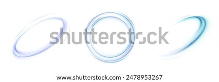 Blue glowing Twirl circle on a white background. Special radiant effect. Glowing special effect for game design. Futuristic colorful pedestal, podium, platform. Vector PNG. For web design