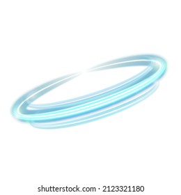 Blue Glowing Vortex. Orbital Magical Blue Light Transparent Lines On White Background. Blue Abstract Swoosh Swirl. Vector Illustration