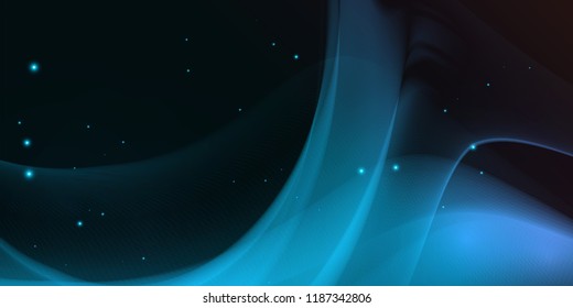 Onda azul brilhante, energia mágica. Fundo de movimento de luz abstrato, ilustração ondulada futurista.