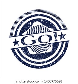 Blue Go! distress rubber stamp